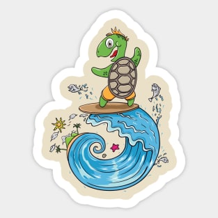 Surfing Turtle Sticker